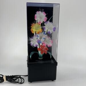 Vintage 1980s Fiber Optic Flower Lamp Music Box Raindrops Falling on My Head 14"